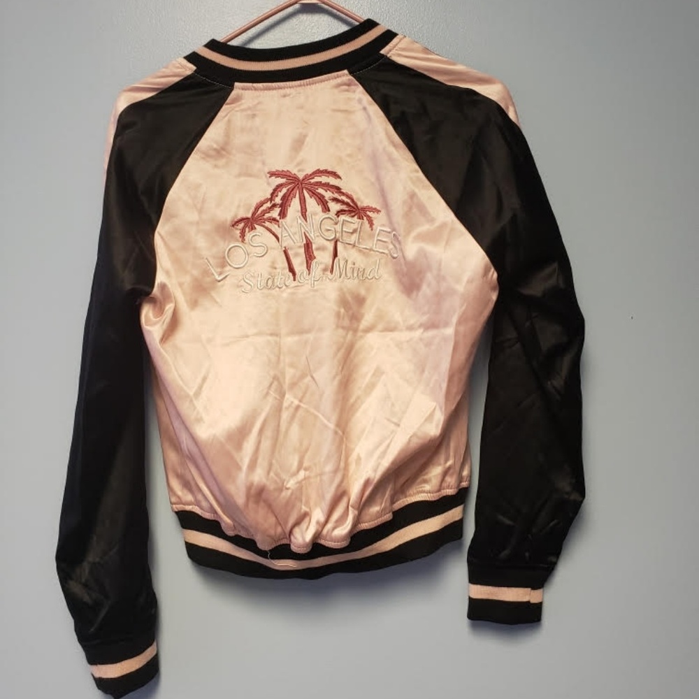 Pink Los Angeles State of Mind Satin Bomber Jacket